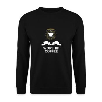 Worship Coffee - Unisex Pullover - Schwarz - Vorne - Alina (178cm) & Michal (187cm)