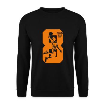 NUMMER 8 BASKETBALL 8. GEBURTSTAG - Unisex Pullover - Schwarz - Vorne - Alina (178cm) & Michal (187cm)