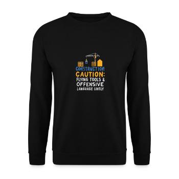 Construction Caution Flying Tools & Offensive - Unisex Pullover - Schwarz - Vorne - Alina (178cm) & Michal (187cm)