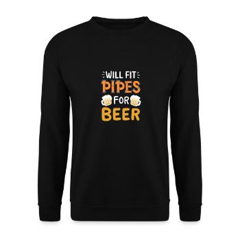 Will Fit Pipes For Beer - Unisex Pullover - Schwarz - Vorne - Alina (178cm) & Michal (187cm)