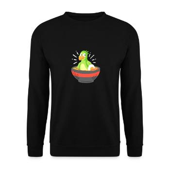 Cockatiel in a Ramen bowl - Unisex Pullover - Schwarz - Vorne - Alina (178cm) & Michal (187cm)