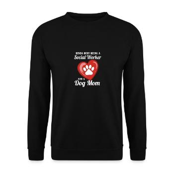 Kinda Busy Being A Social Worker And A Dog Mom - Unisex Pullover - Schwarz - Vorne - Alina (178cm) & Michal (187cm)