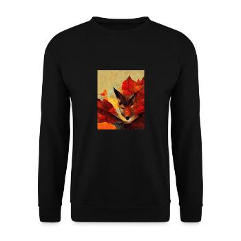 Fox hidden in the leaves forest - Unisex Sweatshirt - black - Front - Alina (178cm) & Michal (187cm)