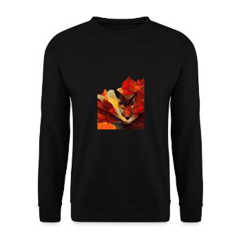 Fox foxes autumn leaves forest - Unisex Sweatshirt - black - Front - Alina (178cm) & Michal (187cm)