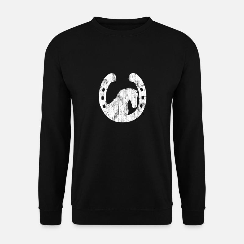 Pferd im Hufeisen Reiter Reiterin Reiterhof reiten - Unisex Pullover - Schwarz