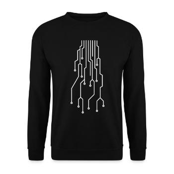Futuristische Computer Platine - Unisex Pullover - Schwarz - Vorne - Alina (178cm) & Michal (187cm)