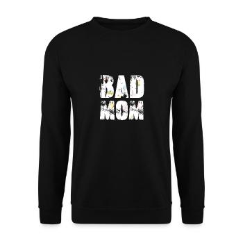 bad mom,mom,graffiti,typo,schrift,icons - Unisex Pullover - Schwarz - Vorne - Alina (178cm) & Michal (187cm)
