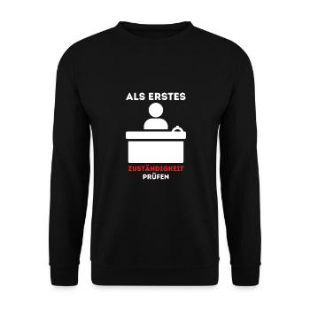 Sachbearbeiter Beamte Verwaltung Büro Job Geschenk - Unisex Pullover - Schwarz - Vorne - Alina (178cm) & Michal (187cm)