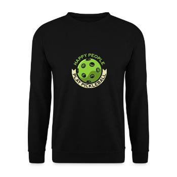 Happy People Play Pickleball - Unisex Pullover - Schwarz - Vorne - Alina (178cm) & Michal (187cm)