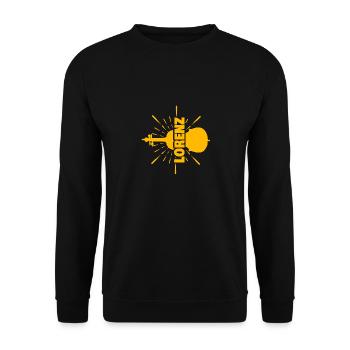 Gift idea Gift First name Lorenz - Unisex Sweatshirt - black - Front - Alina (178cm) & Michal (187cm)