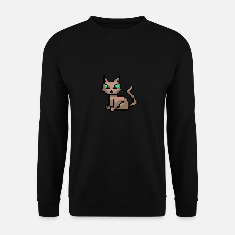 Katze Pixelart Pixel - Unisex Pullover - Schwarz
