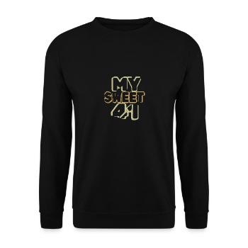 Age 41 - Unisex Sweatshirt - black - Front - Alina (178cm) & Michal (187cm)