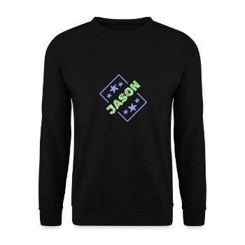 Boy's name Jason - Unisex Sweatshirt - black - Front - Alina (178cm) & Michal (187cm)