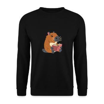 Capybara reads a book - Unisex Sweatshirt - black - Front - Alina (178cm) & Michal (187cm)