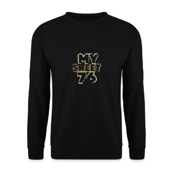 Age 76 - Unisex Sweatshirt - black - Front - Alina (178cm) & Michal (187cm)