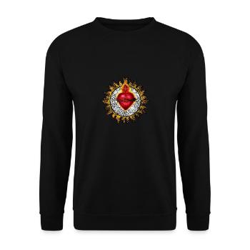Heiligstherz Jesu katholischen Christus Vintage - Unisex Pullover - Schwarz - Vorne - Alina (178cm) & Michal (187cm)
