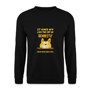 It goes off like the cat of Schmitz. Schmitz Cat - Unisex Sweatshirt - black - Front - Alina (178cm) & Michal (187cm)