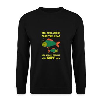 Le fish stinks from the head. Le poisson pue la tête - Sweat-shirt Unisexe - noir - Devant - Alina (178cm) & Michal (187cm)