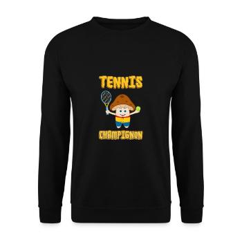 Tennis Champignon (Champion) Comicstyle - Unisex Pullover - Schwarz - Vorne - Alina (178cm) & Michal (187cm)