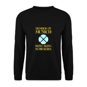 Member of Munich Bling Bling Schickeria - Unisex Sweatshirt - black - Front - Alina (178cm) & Michal (187cm)