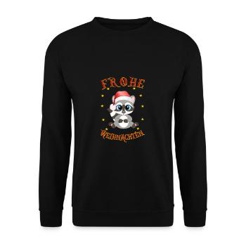 Frohe Weihnachten Santa Waschbär - Unisex Pullover - Schwarz - Vorne - Alina (178cm) & Michal (187cm)