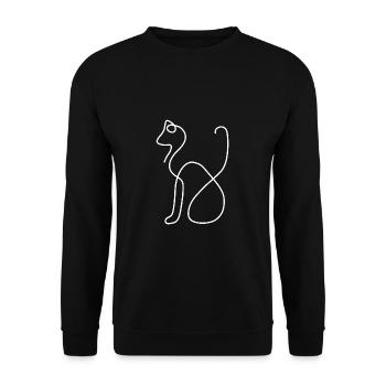 one line Katze - Unisex Pullover - Schwarz - Vorne - Alina (178cm) & Michal (187cm)