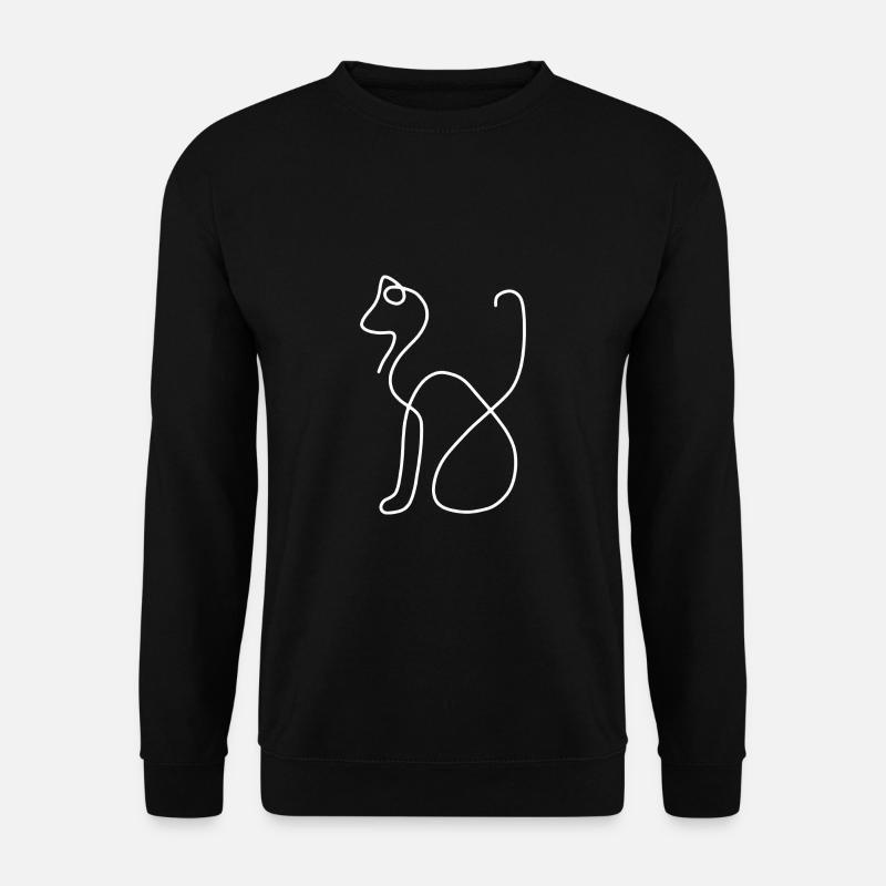 one line Katze - Unisex Pullover - Schwarz