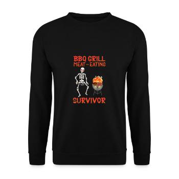 BBQ Grill Mangeur de viande Survivant Squelette - Sweat-shirt Unisexe - noir - Devant - Alina (178cm) & Michal (187cm)