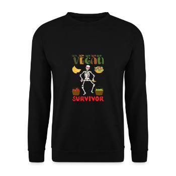 Vegan Surviving Skeleton Fruits & Vegetables – Satire - Unisex Sweatshirt - black - Front - Alina (178cm) & Michal (187cm)