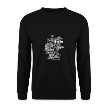 Contour de l'Allemagne avec les villes - Sweat-shirt Unisexe - noir - Devant - Alina (178cm) & Michal (187cm)