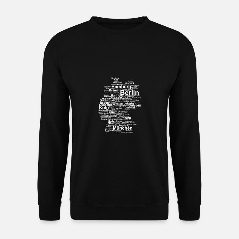 Germany outline with cities - Unisex Sweatshirt - black