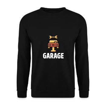 Retro Graphic Car Lover Car Mechanic Vehicle Techn - Unisex Sweatshirt - black - Front - Alina (178cm) & Michal (187cm)