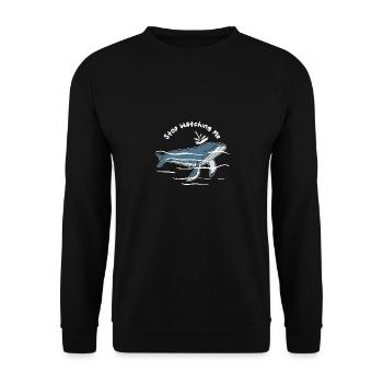 Stop Watching Me - Unisex Pullover - Schwarz - Vorne - Alina (178cm) & Michal (187cm)