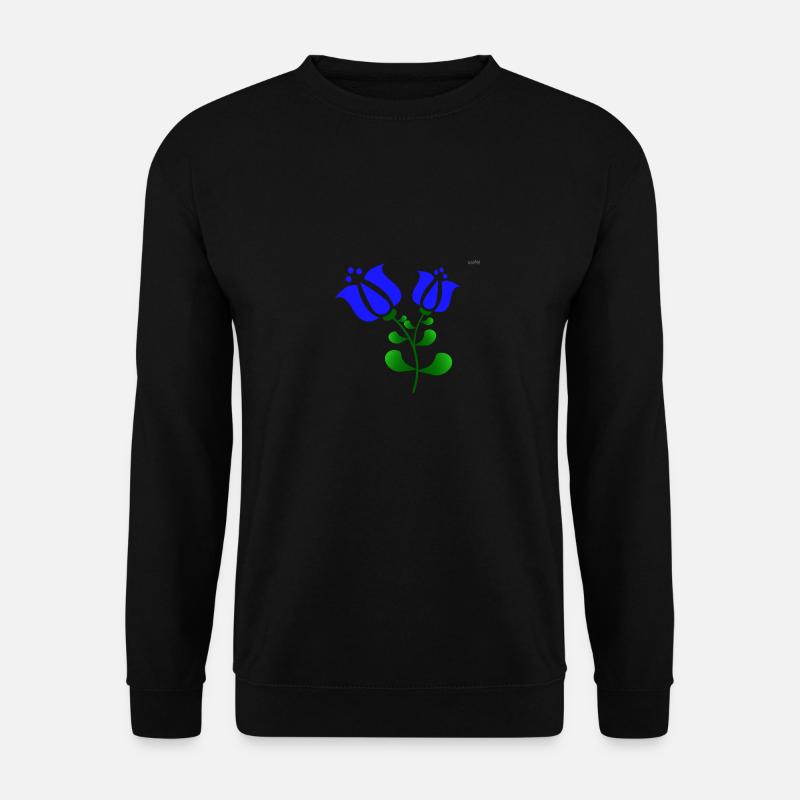 Blue folk tulips - Unisex Sweatshirt - black
