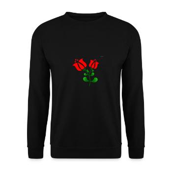 Red folk art tulips - Unisex Sweatshirt - black - Front - Alina (178cm) & Michal (187cm)