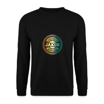 Jakob - Unisex Pullover - Schwarz - Vorne - Alina (178cm) & Michal (187cm)