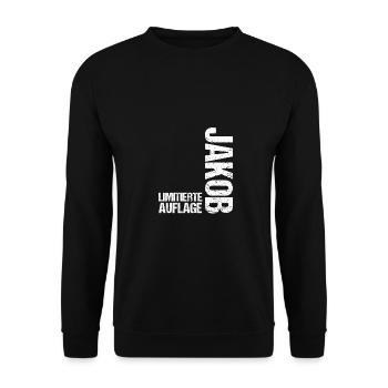 Jakob - Unisex Pullover - Schwarz - Vorne - Alina (178cm) & Michal (187cm)