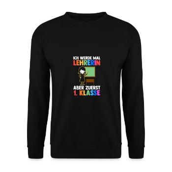 Enseignant Première Primaire Inscription Enfant - Sweat-shirt Unisexe - noir - Devant - Alina (178cm) & Michal (187cm)