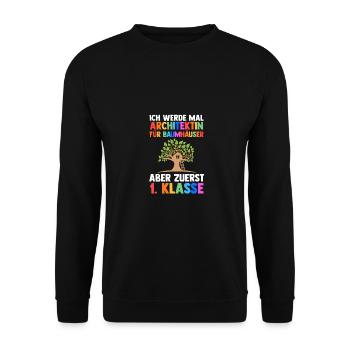 Architektin Erste Klasse Einschulung Schulkind - Unisex Pullover - Schwarz - Vorne - Alina (178cm) & Michal (187cm)