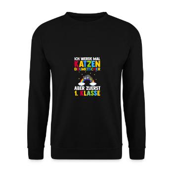 Cats First Grade School Enrollment School Child - Unisex Sweatshirt - black - Front - Alina (178cm) & Michal (187cm)