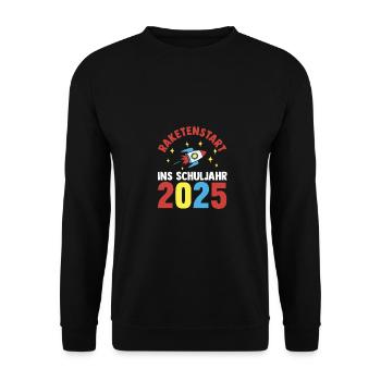Kita Abschied Erste Klasse Einschulung 2025 - Unisex Pullover - Schwarz - Vorne - Alina (178cm) & Michal (187cm)
