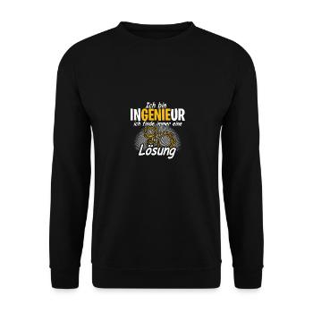 Ich bin Ingenieur ich finde immer eine Lösung - Unisex Pullover - Schwarz - Vorne - Alina (178cm) & Michal (187cm)