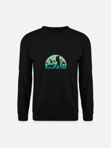 Wanderer mit Hund Wandern Berge Natur Camping - Unisex Pullover - Schwarz