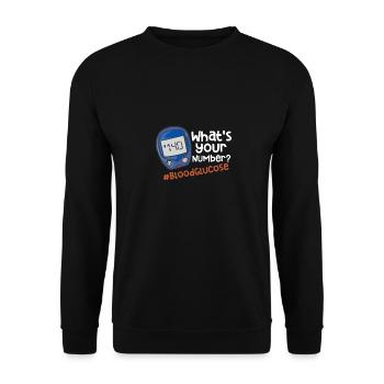 What's Your Number? #BloodGlucose - Unisex Pullover - Schwarz - Vorne - Alina (178cm) & Michal (187cm)