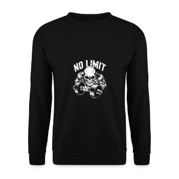Bodybuilding Skull Workout and No Limit - Unisex Sweatshirt - black - Front - Alina (178cm) & Michal (187cm)