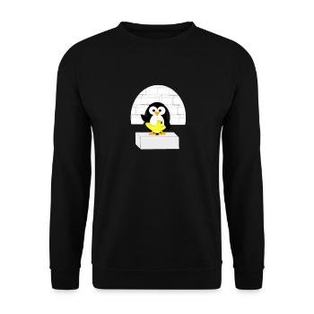 Petit Pingouin de l'Antarctique sur la banquise - Sweat-shirt Unisexe - noir - Devant - Alina (178cm) & Michal (187cm)
