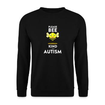Biene mit Botschaft für Autismus - Unisex Pullover - Schwarz - Vorne - Alina (178cm) & Michal (187cm)