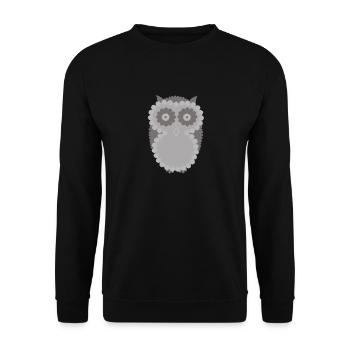 Chouette hulotte aux grands yeux curieux - Sweat-shirt Unisexe - noir - Devant - Alina (178cm) & Michal (187cm)