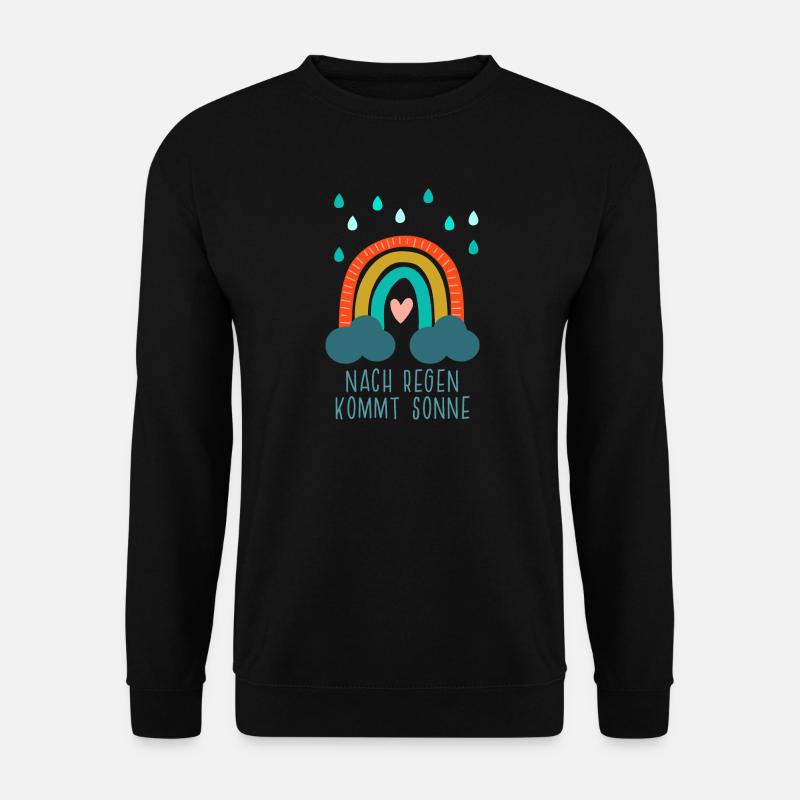 Nach Regen kommt Sonne - Regenbogen mit Herz - Unisex Pullover - Schwarz