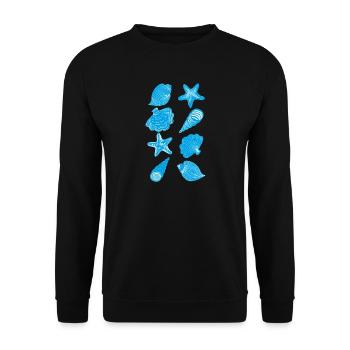 Muscheln und Seesterne - Unisex Pullover - Schwarz - Vorne - Alina (178cm) & Michal (187cm)